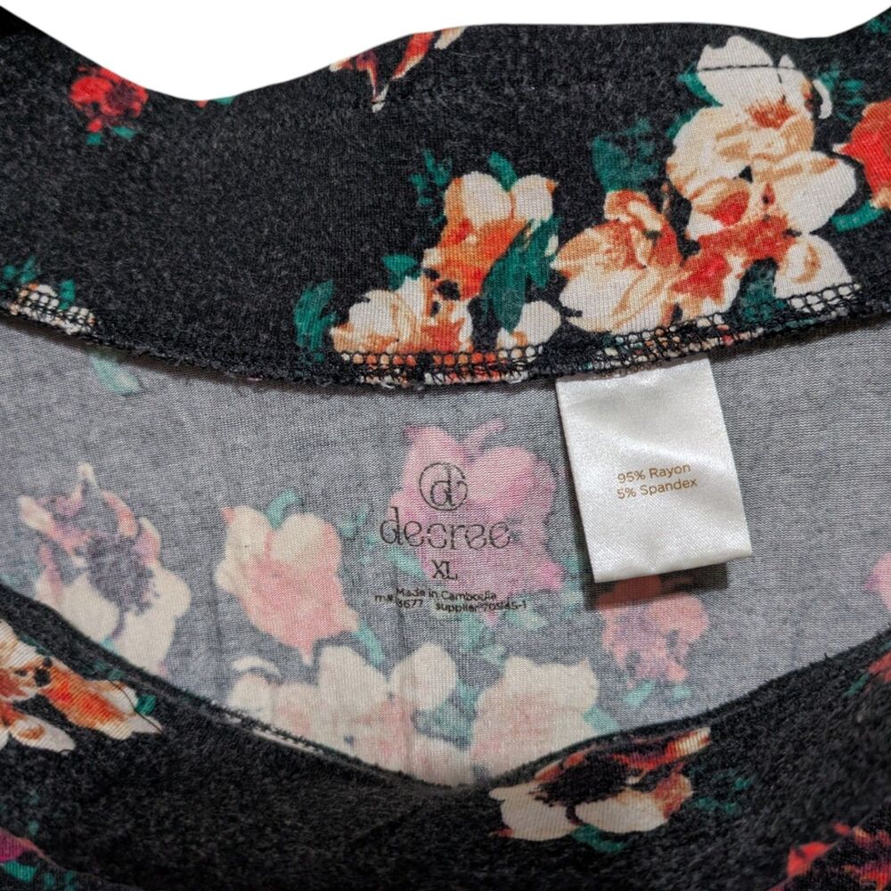 Decree XL Floral Skirt Black Stretch Rayon Boho Casual - Picture 4 of 4